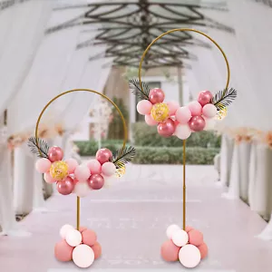2 soportes de plomo para globos de metal dorado soporte de arco redondo para decoración de bodas fiestas - Imagen 1 de 1