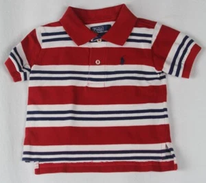 Kinder Polo Ralph Lauren rot weiß gestreiftes Netzhemd marineblau Pony neu mit Etikett - Bild 1 von 1
