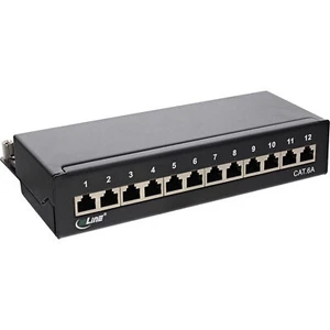 InLine® Patchfeld Cat.6A 12-fach, Montage auf Hutschiene (TS35), schwarz - Bild 1 von 3