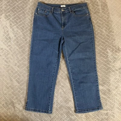 Pantalones de mezclilla Jaclyn Smith para mujer 8 azules cortos rectos lavado medio tiro medio elásticos Foto 1 de 4