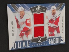 2009-10 SP GAME USED JOHAN FRANZEN TOMAS HOLMSTROM #ed 5/100 DUAL FABRICS JERSEY