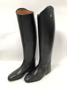 Sergio Grasso Black Long Leather Riding Boots UK Size 5 With Box