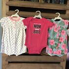 Nwt Baby Girls Carters 6 Month Clothes Lot 3Pc Floral/Hearts Mom Boss Cr-20