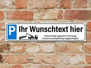 Schild oder Aufkleber - PARKPLATZSCHILD PARKVERBOT 49 x 11 cm mit Wunschtext - Bild 1 von 2