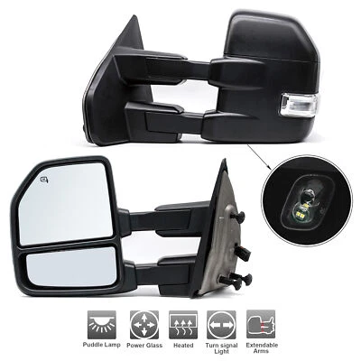 Espejos retrovisores de remolque para camioneta Ford F150 2004-2008 eléctrica calefacción LED señal charco lámpara Foto 1 de 4