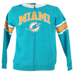 NFL Miami Dolphins Youth Unisex Sweater Hoodie Turquoise Full Zip Winter - Picture 1 of 3