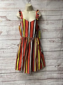 Gianni Bini Fit Flare ärmellos gestreift Reißverschluss gefüttert Kleid Taschen Größe 6 WD2-26 - Bild 1 von 10