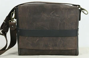 handmade Leather Messenger Day Work Satchel gadget camera hunting bag made usa - Picture 1 of 9