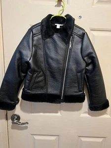 Sugar And Jade Girls Fur Lined Faux Leather Coat Size Small In Girls - Picture 1 of 4