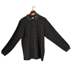 GB Geoffrey Bean Suéter Hombres Grande Gris Cuadros Henley Pullover Informal Cómodo Papá - Imagen 1 de 12