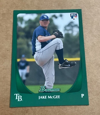 Bowman # 191 Jake McGee 2011 novato verde/450 Tampa Bay Rays radiocontrol béisbol Foto 1 de 2