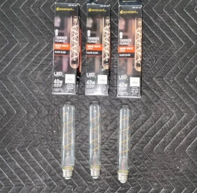 Ecosmart 40-Watt T10 Dimmable Filament LED Vintage Edison Light Bulb New (3) - Image 1 of 4