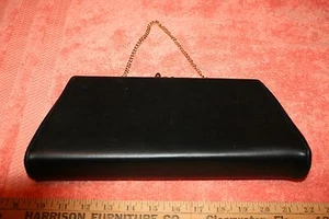 Vintage No Name Black Evening Handbag Purse  - Picture 1 of 7