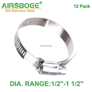Nuevo paquete de 12 abrazaderas de manguera de banda de acero inoxidable 304 ajustables de 1/2"-1 1/2" #16 - Imagen 1 de 6