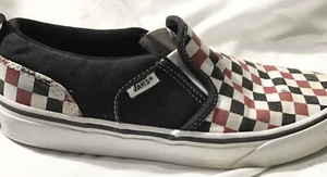 Vans Unisex Loafers Youth 6 Sneakers Black White Red Check - Picture 1 of 5