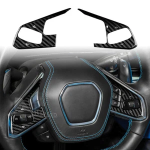 REAL HARD Carbon Fiber Steering Wheel 3 Button Black Cover For Corvette C8 20-23 - Imagen 1 de 7