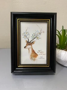 Deer Art 4" x 6" Black Photo Frame for Home Decor Desktop Display & Wall Mount - Picture 1 of 5