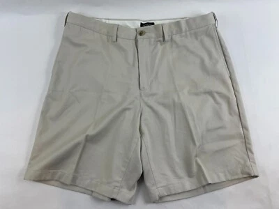 Lands' End 短裤男式 37 码棕褐色平前传统版型斜纹布口袋 — 第 1/4 张图片