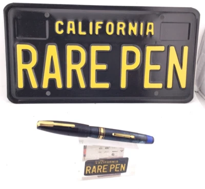 Caneta-tinteiro vintage Waterman cem anos com nervuras azul Lucite 14K 1,5 mm flexível - Imagem 1 de 4