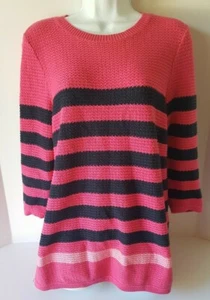 Croft & Barrow Damen Pullover große rosa Streifen - Bild 1 von 12