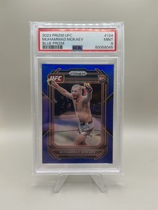 2023 Panini Prizm UFC Muhammad Mokaev Rookie Blue Prizm /175 PSA 9 RC