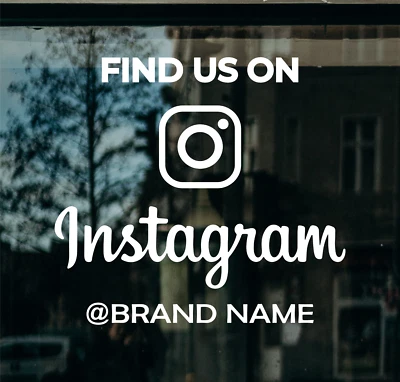 JJD-STICKERS Find Us On Instagram Custom Small Business Name Window Sticker Decal Cafe Shop