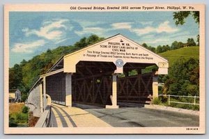 Old Covered Bridge 1852 Tygart River Philippi WV Civil War Postcard - Picture 1 of 2