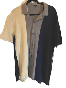 Herren Colorblock Knopfleiste Polo Express Miami Vice Vibe Disco Gr. XL bequem Retro - Bild 1 von 13