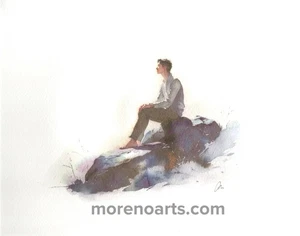 Original 8x10 Male Portrait Watercolor Painting On Heavy Paper - Picture 1 of 1