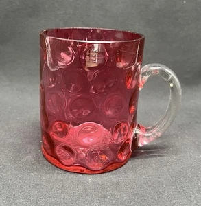 Fenton Cranberry Optik Punkte Glas Becher Ist-Zustand - Bild 1 von 9