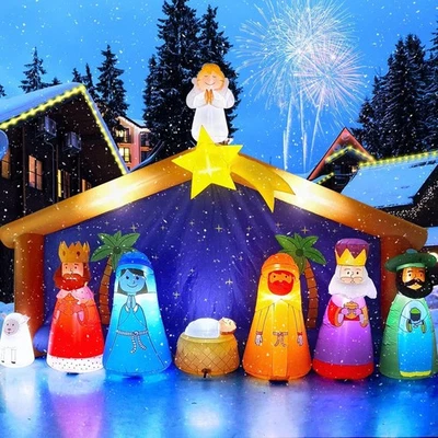 12.5FT Christmas Inflatable Nativity Scene with LED Light, Kalolary Blow up Chri - Image 1 of 4