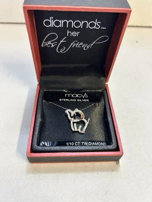 Collar de diamantes elefante 1/10ct TW diamante plata de ley Macy's Foto 1 de 4