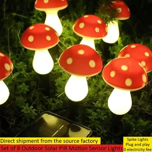 Juego de 8 luces solares con sensor de movimiento PIR para exteriores luces de pico de hongo para jardín - Imagen 1 de 12