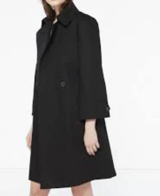 Gabardina Sandro Paris Old Money silenciosa de lujo elegante negra de gran tamaño talla EU 36 Foto 1 de 4