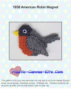 American Robin Magnet - Plastic Canvas Pattern or Kit - Picture 1 of 1