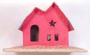 Christmas House Railroad Putz Display Pink Blue Roof Snow Star Vintage #125 - Picture 1 of 7