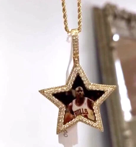 "FOTO PRÓPRIA PERSONALIZADA" Pingente Masculino de Prata Estrela Memorével Simulado Diamante - Imagem 1 de 4