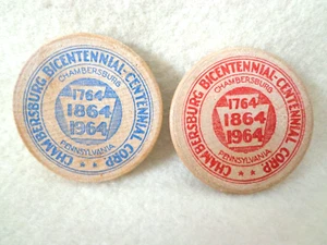 Chambersburg PA. Bicentennial Centennial 1764 1864 1964 Wooden Nickel - Picture 1 of 2