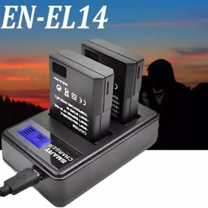 2X 2000mAh EN-EL14 AKKU für Nikon D3100 D3200 D3300 D5100 D5200 D5300 D5500 DHL - Foto 1 di 11