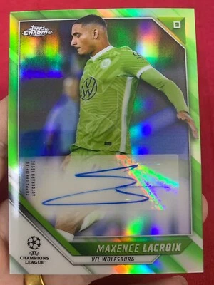2021-22 Topps Chrome UEFA UCL MAXENCE LACROIX Auto Green /99 - Image 1 of 2