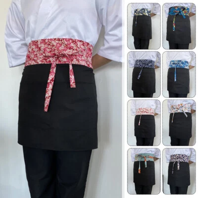 1x Medio Delantal Cocina Japonesa Bolsillos Dobles con Cintura de Retazos Coloridos Foto 1 de 4