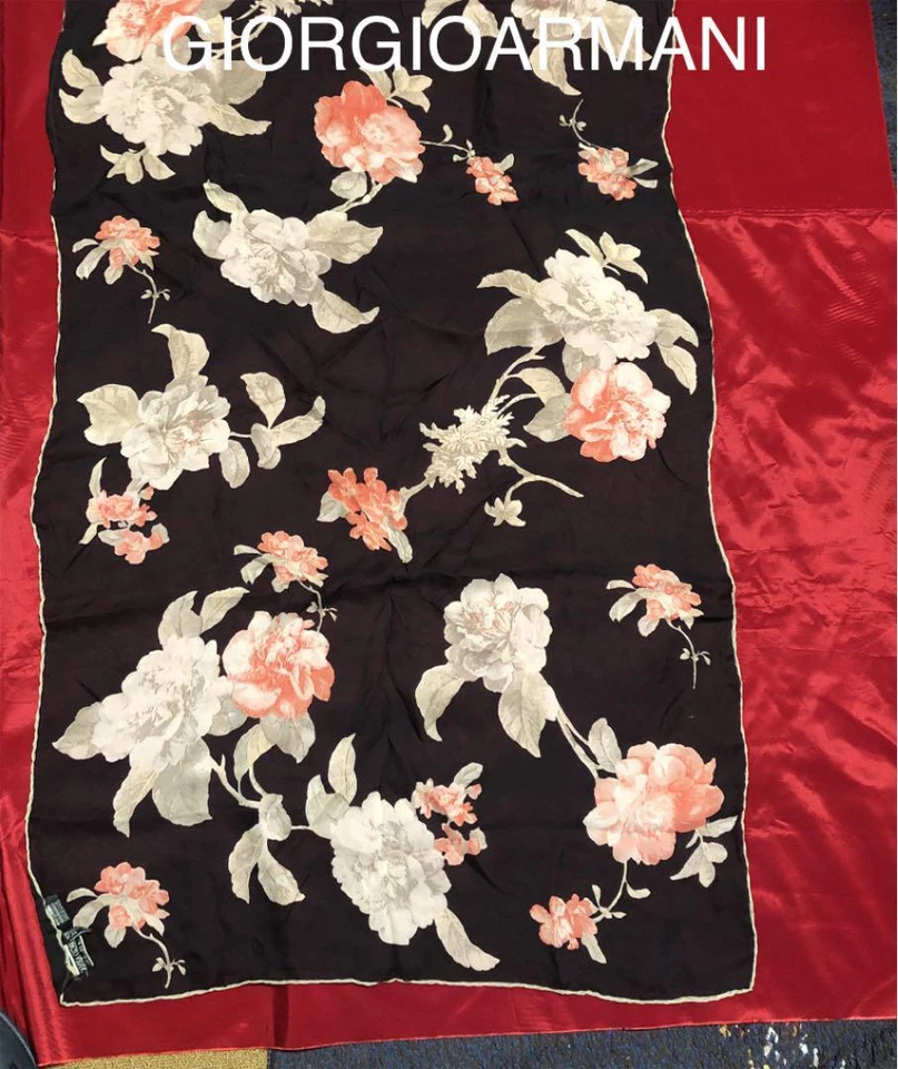 GIORGIO ARMANI chiffon de seda 156x64cm padrão floral marca de acessórios de moda - Imagem 1 de 4