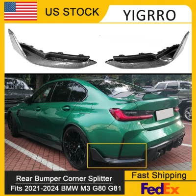 Rear Bumper Corner Splitter Canard MP Style Carbon Fiber For BMW G80 M3 2021-25 Foto 1 de 4