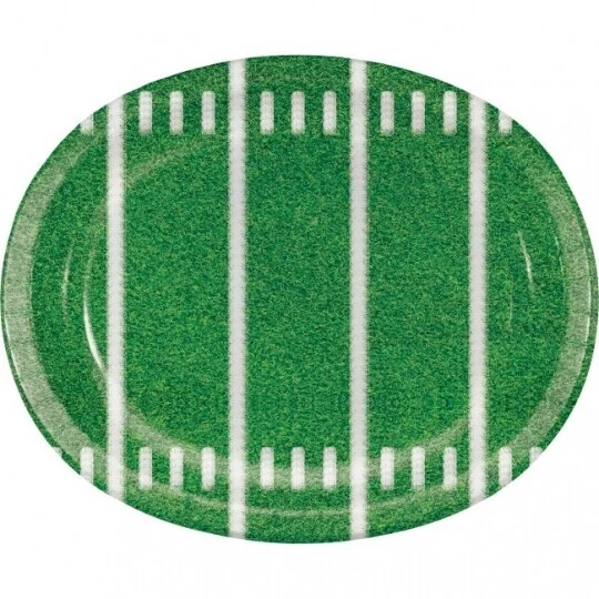 Football Game Time 12 Inch Oval Paper Plates 8 Per Pack 10" x 12" Tableware - Image 1 of 1