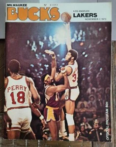 JERRY WEST PAT RILEY BILL SHARMAN SIGNED 1973 LAKERS VS BUCKS PROGRAM - Picture 1 of 4