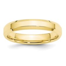 10K Yellow Gold 4mm Bevel Edge Comfort Fit Wedding Band Solid Ring Sizes 4 - 14