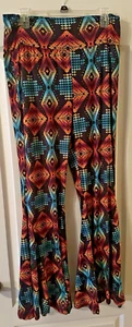Pantalones Crazy Train Multicolor Mujer Enorme Fondo Campana, Hippy, Hipster XL Nuevos - Imagen 1 de 5