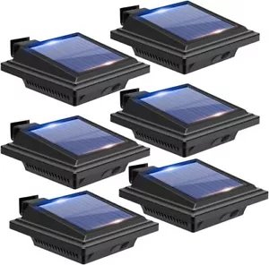 6 X Solar 25Led Gutter Lights Solar Street Light Outdoor Garden Home Wall Lamp - Picture 1 of 11