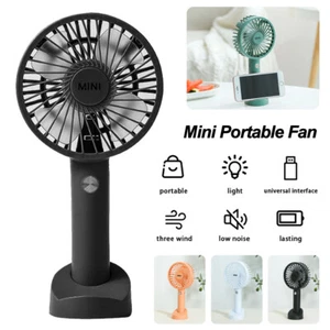 Mini Portable Fan Cooling Hand-held Desk Cooler USB Air Rechargeable 3 Speeds - Picture 1 of 11