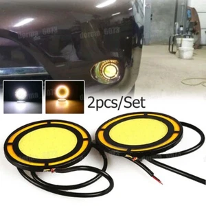 2x Board 73mm Round Aluminum COB Car LED Driving Lamp Daytime Running Lights DRL - Picture 1 of 9